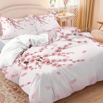 Comforter 3Pc Bedding 1 Set Of Cherry Blossom Print +2 S Without Core Various Size Suitable For Multiple Occasions