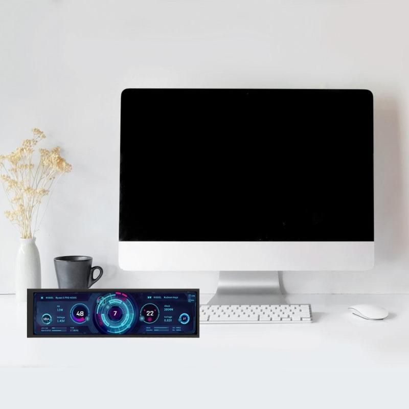 Aluminum Frame Screen 8.8Inch IPS Computer Status Display Sub-Screen 480x1920 Wide Viewing Angle USB Connection