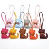 Cute Cartoon Kitten Bowknot PU Leather Bag Charm - Women's Accessory & Gift