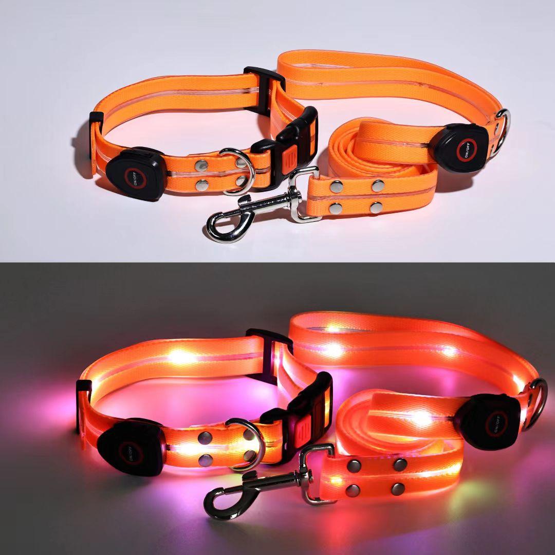Waterproof LED Dog Collar, USB Rechargeable, Long Battery Life, Rechargeable LED Dog Collar for Night Walks (as the picture,L)