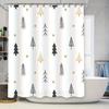 Gold Star Pine Tree Shower Curtain Christmas Bathroom Decor for Home Decoration Waterproof 180 x 240cm White