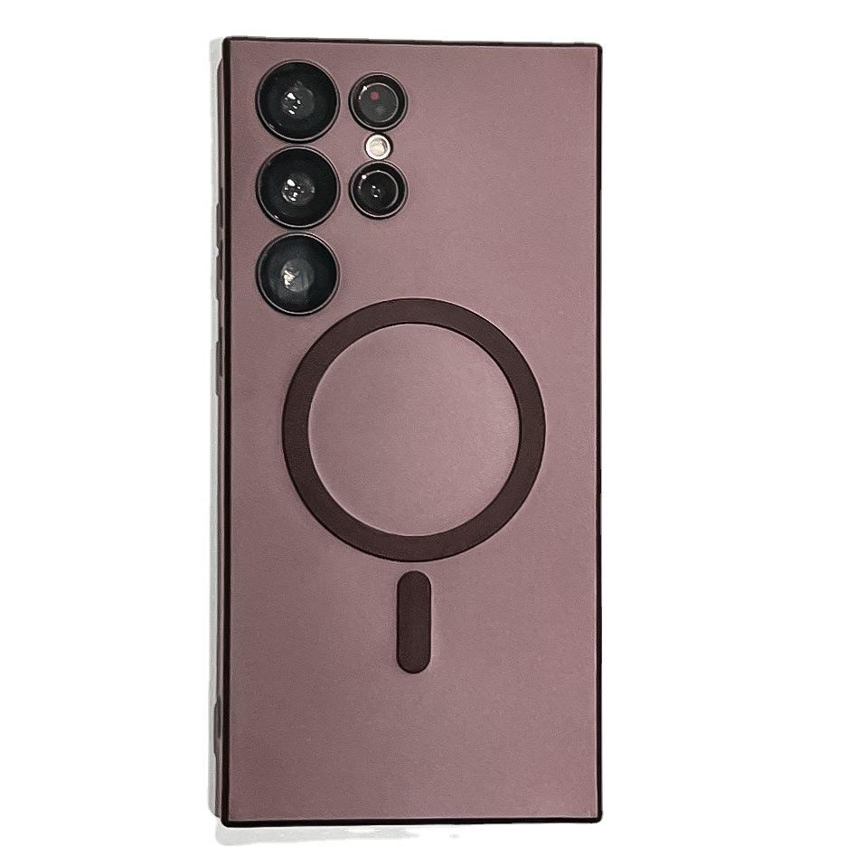 Suitable for Samsung S25ultra Liquid Metal Paint Magnetic Soft Shell Phone Case S24 Lens Film Anti-drop Protective Case