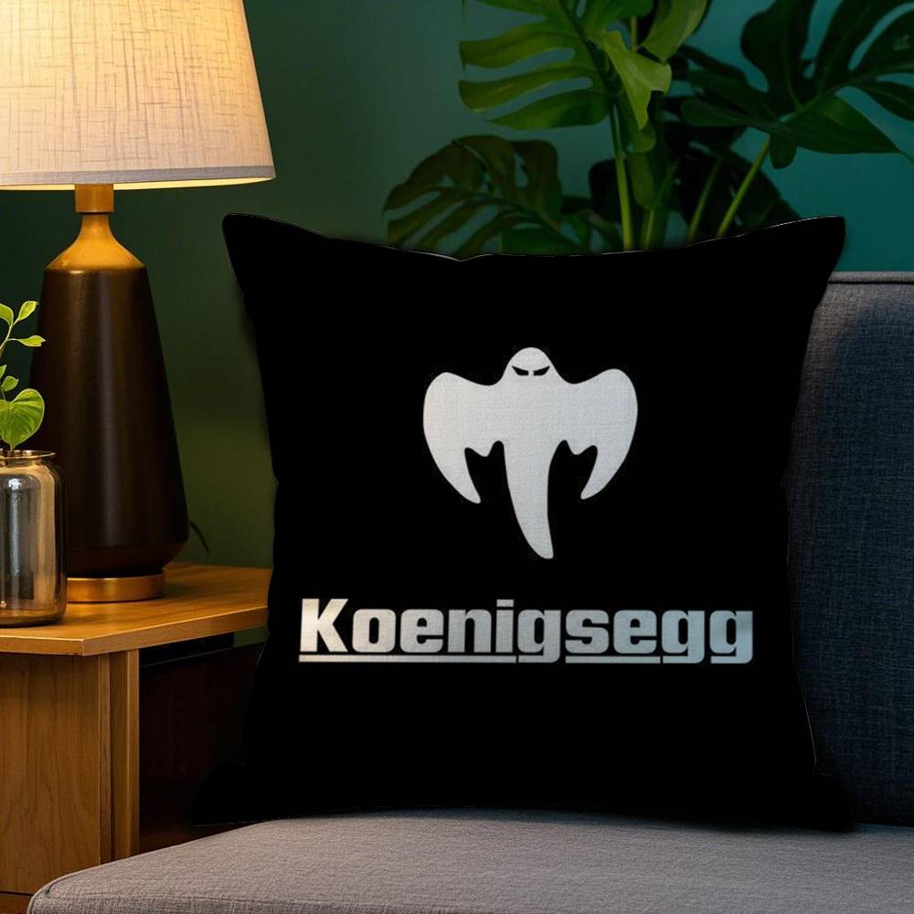 Luxury Car K-Koenigsegg Logo Pillow Case Home Double-Sided Printing Short Plush Colorfast Microfiber Cushion Cover