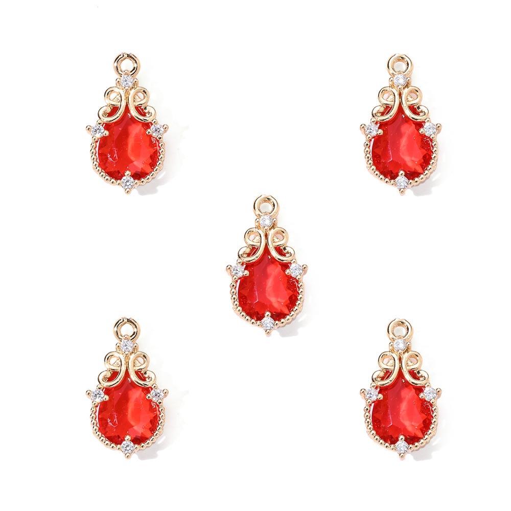 

5Pcs 10x17mm Water Drop Glass Pendants Retro Multi-Color Pendants For Diy Jewelry Making Necklace Bracelet Gift Accessories красный