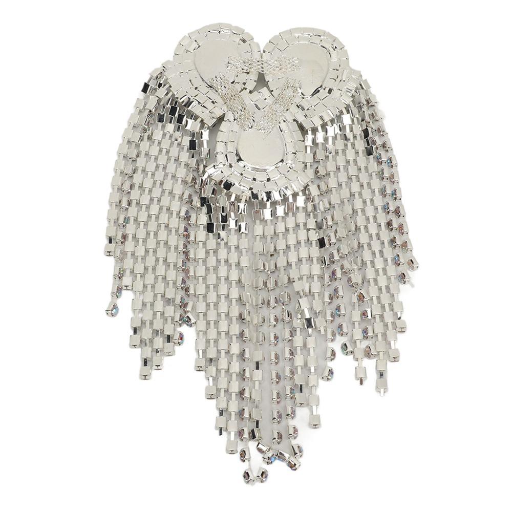 1pcs Crystal Glass Rhinestone Rhinestone Tassel Epaulet Rhinestone Applique DIY Accessories серебряный
