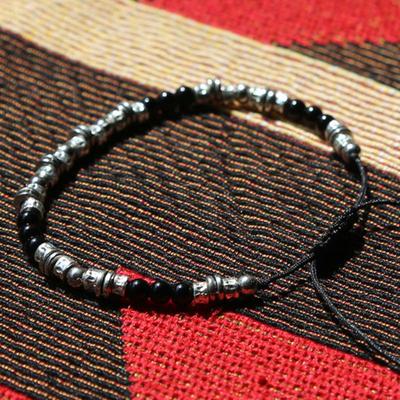 KND schwarz & antikes Silber Perlenarmband