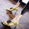 Light and Mature Style Design Sense Rhinestone Flower Stiletto Sandals Women's 2025 Summer New One-word Open-toe Medium Heel High Heels