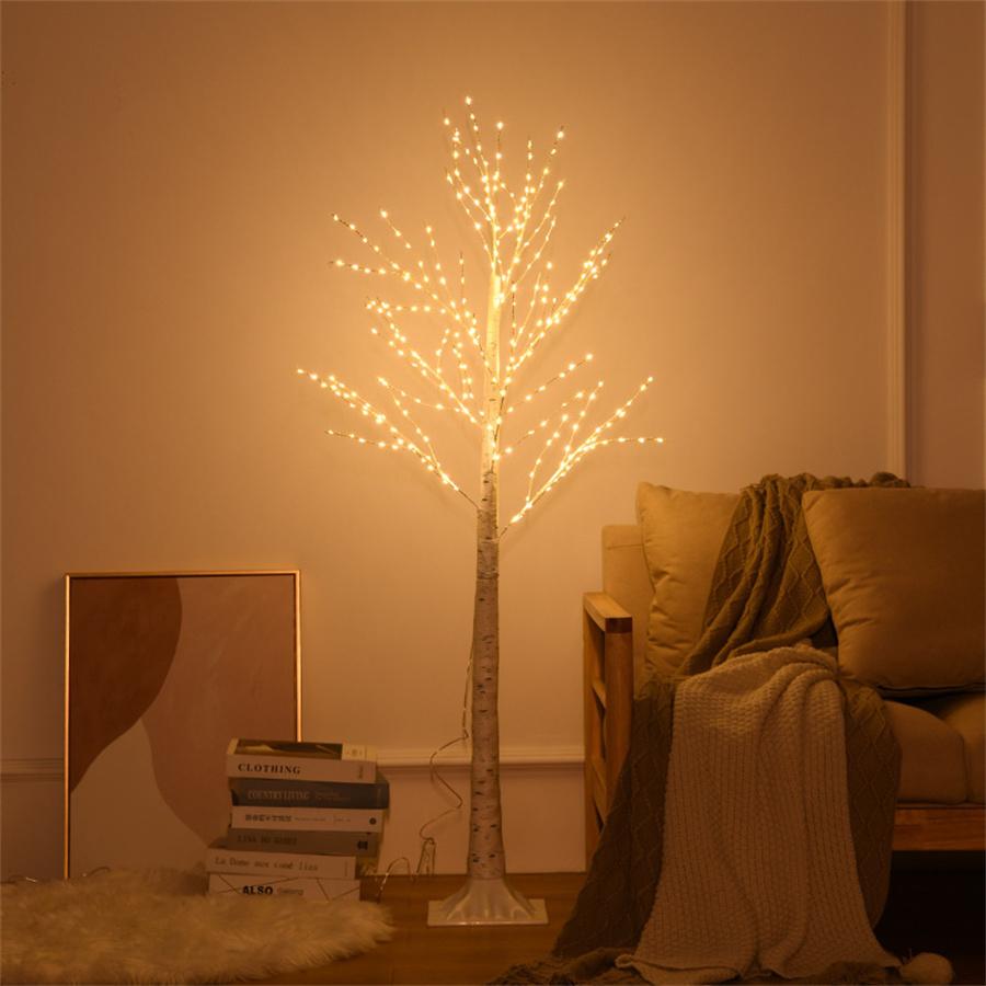 1.5M 1.8M Lighted Birch Tree Christmas Twig Trees Fairy Lights Artificial White Birch Tree Garland Lights String Lights