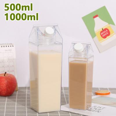 Borraccia Trasparente per Acqua Palestra Plastica Nuova Riutilizzabile Cartone del Latte Trasparente Scatola Succo Sport Tazza Antigoccia per Bere All'aperto Campeggio