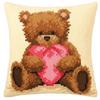 Vervaco Cross Stitch Cushion Kit "Bear I Love You" 40x40 Cm - Cotton Canvas, Acrylic Threads