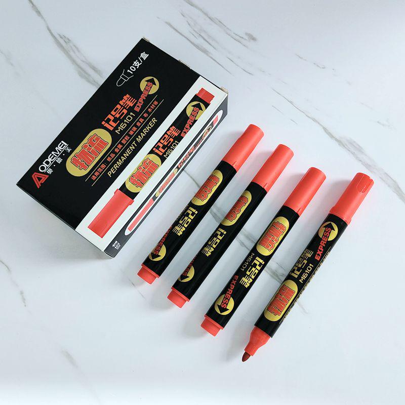 Large Capacity 10-Pack Single Round-tip Marker Pens for Line Marking and Journals