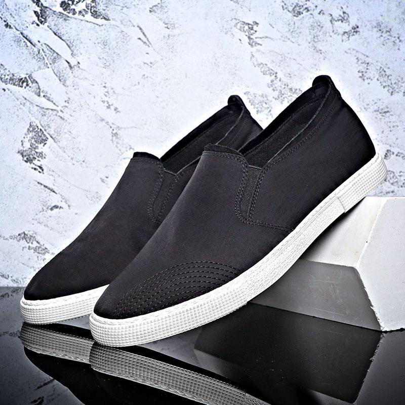 

Новые летние мужские трендовые универсальные однотонные дышащие парусиновые туфли Lazy One-pedal 38