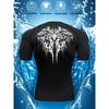 Men's Compression Shirt Quick Dry Gray Gym T-Shirt Black Tribal Wolf Back Print Workout Sportswear