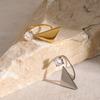 18k Gold Polished Triangle Zircon Open Ring, European & American Style Fashion Jewelry.