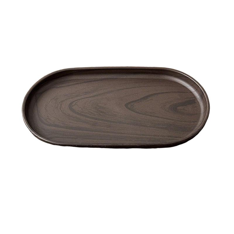 Oval Coffee Trays Dessert Tea Decorative Storage Tray Lightweight Wood Grain Plastic Tray Perfume Bottle Jewelry Display Tray