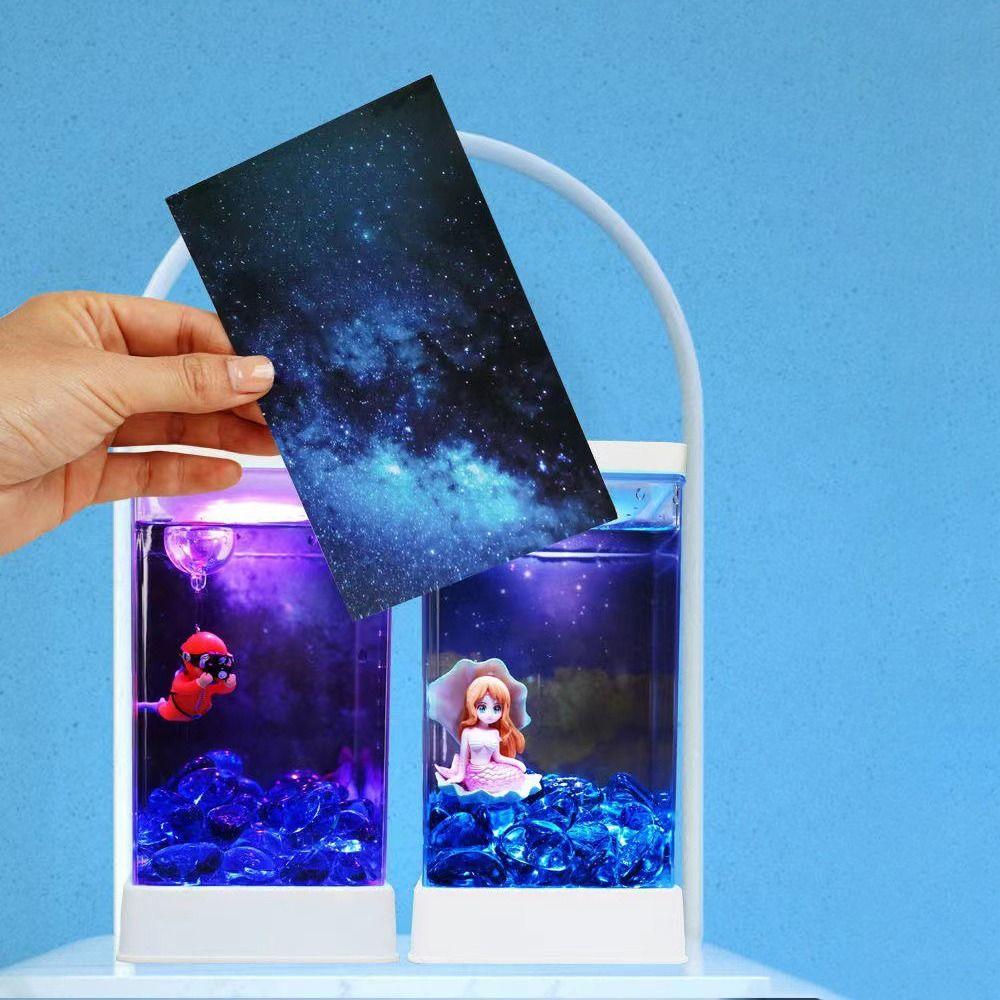 Adjustable Mini Fish Tank Plastic LED Fish Tank Betta Aquatic Plants Tank Goldfish Bowl  For Home