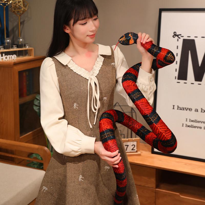 Simulated Colorful Cobra Plush Toy Stuffed Animals Snakes Plushies Doll Funny Spoof Joke Soft Toys Home Decor