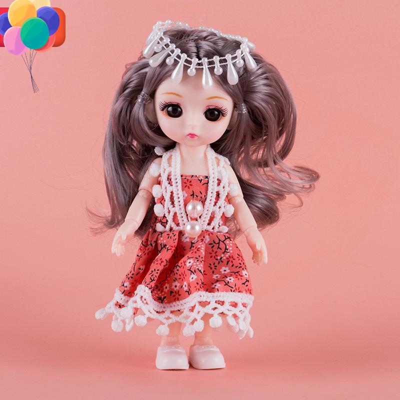 17CM Mini Bevegelig 13 Leddet Dukke Jenter Leketøy 3D Store øyne BJD Princess Full Drakter Kjoler Samling Barnedukkegave