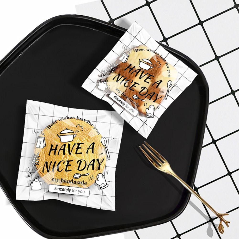 

100Pcs Have A Nice Day Candy Gift Bags Cookies Baking Packaging Bag Xmas Gift Packaging Bags 7x7cm