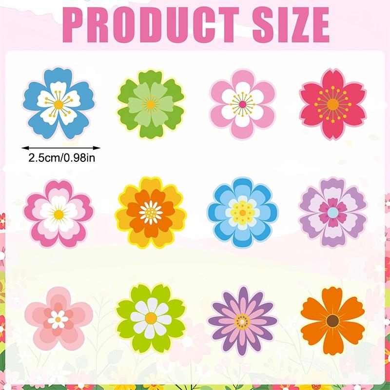 500 Pcs Spring Summer Flower Stickers Colorful Floral Self-Adhesive Decals Flowers Theme Label Sticker For School Classroom Kids