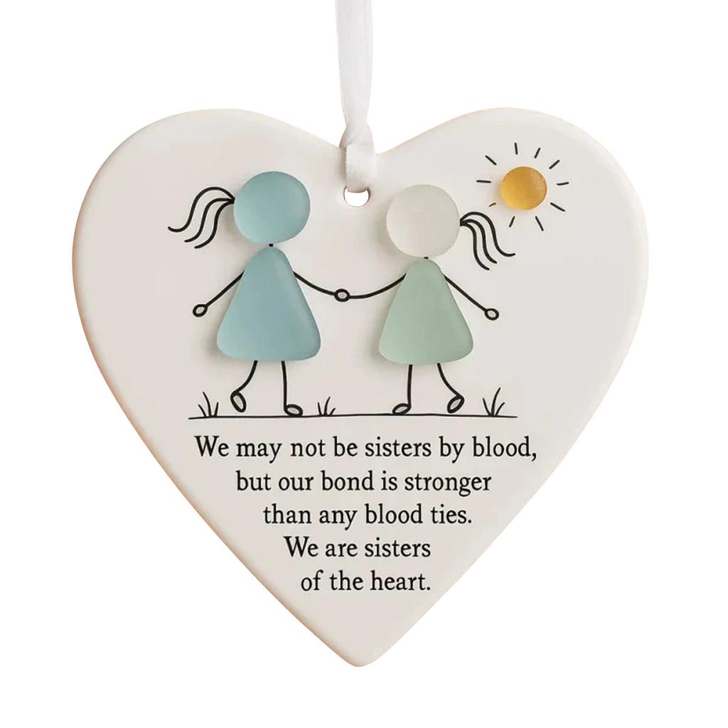 2d Acrylic Heart Shaped Sea Glass Friendship Decor,Friendship Heart Keepsake,Friendship Heart Ornament For Tree Hanging Ornaments,