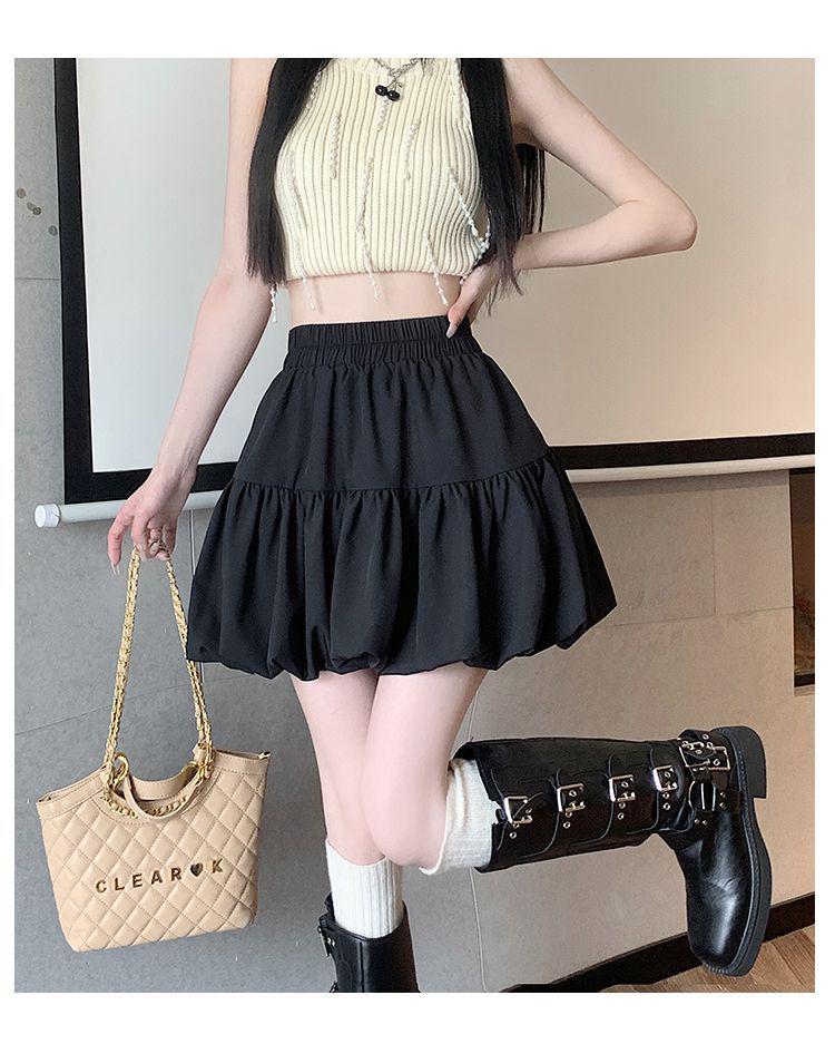 

Женская летняя юбка-бутон 2025: Эластичная юбка А-силуэта с завышенной талией, утягивающая, пышная, короткая XS [70-79 jin]