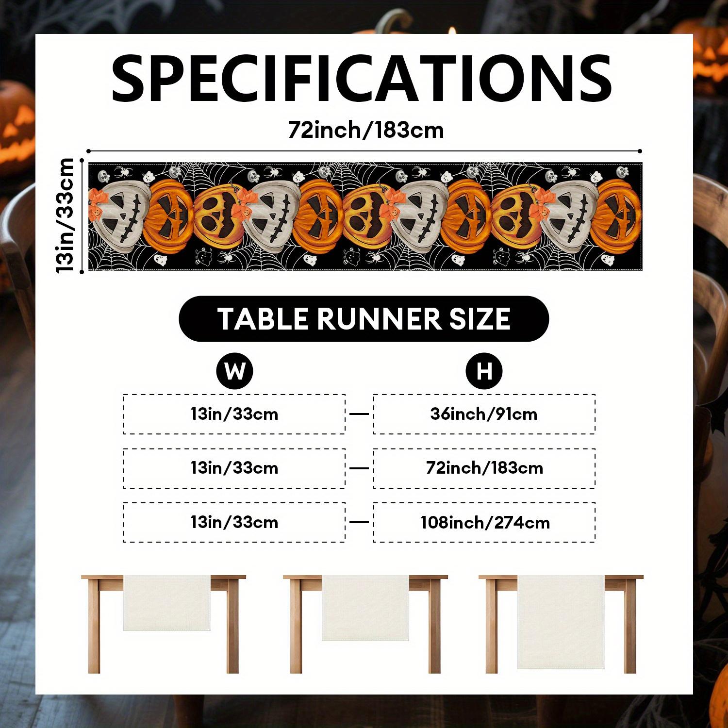 

1Pcs Bohemian Halloween Halloween Theme Table Runner Decoration Pumpkin Bat Skull Elements Suitable for Party Festival Decor 33x91CM