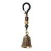 Pure Brass Bell Car Key Chain Pendant Engraved Buddhist Scripture Sutra Handmade Woven Rope Lanyard Hanging for Keychain