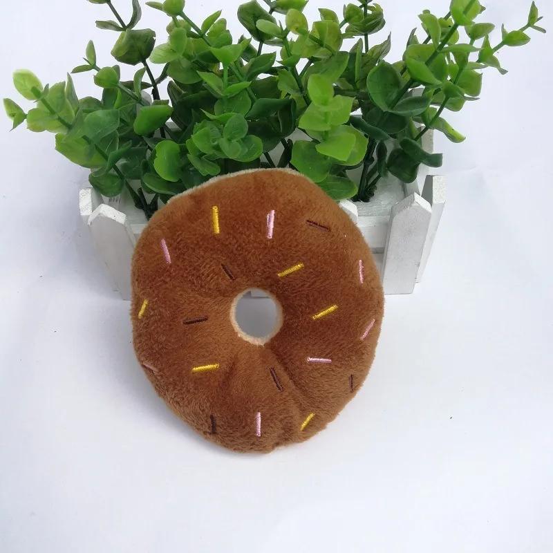 

Мягкие пончики для собак, плюшевые игрушки для собак, жевательная игрушка, милый щенок, пищалка, звуковые игрушки, забавный щенок, маленькая и средняя собака, интерактивная игрушка коричневый