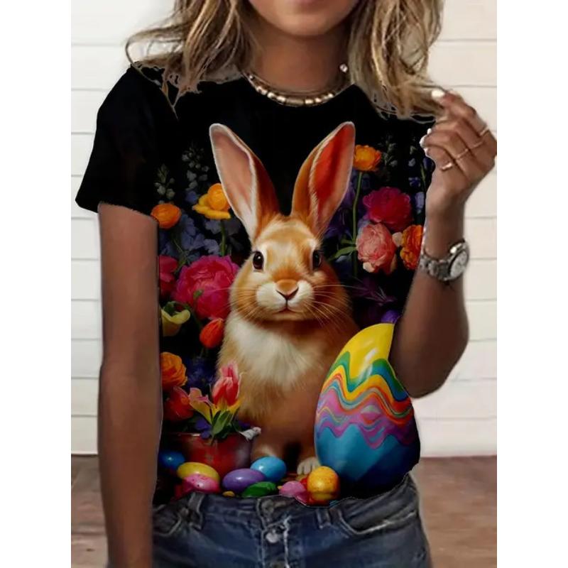 Casual Temperament Top Printed Women's Clothing Crew Neck Short Sleeve Comfortable T-Shirts Women’s