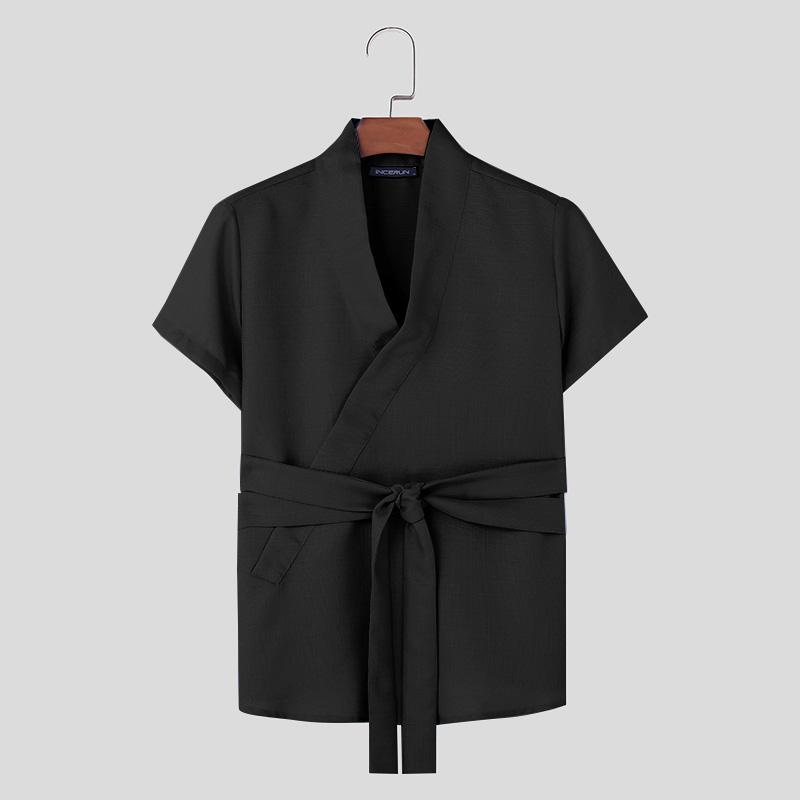 

INCERUN Мужские топы с перекрестом спереди, бандажные, без рукавов, повседневные, свободные майки, жилет L чёрный