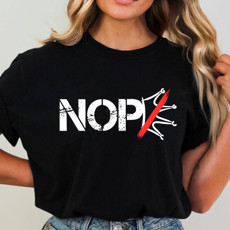 Nope No Kings in America Shirt | Anti-Trump Anti-MAGA Protest Graphic Tee Unisex T-Shirt M