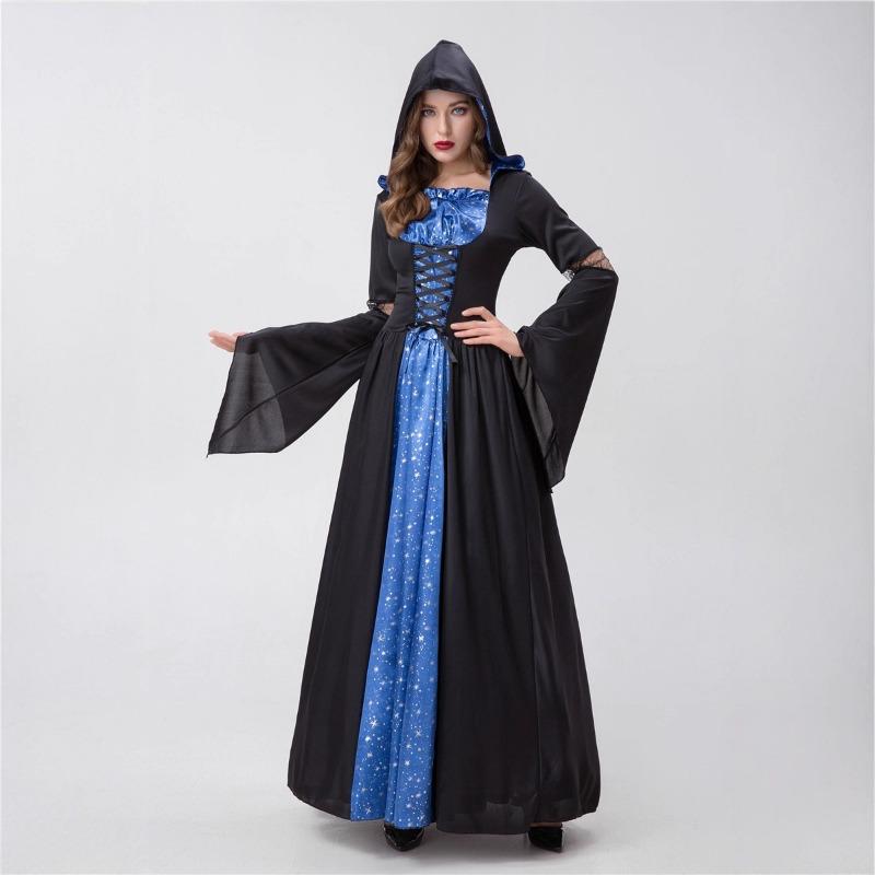 Halloween European Medieval Gothic Vintage Court Dress Wicked Witch Cosplay Uniform