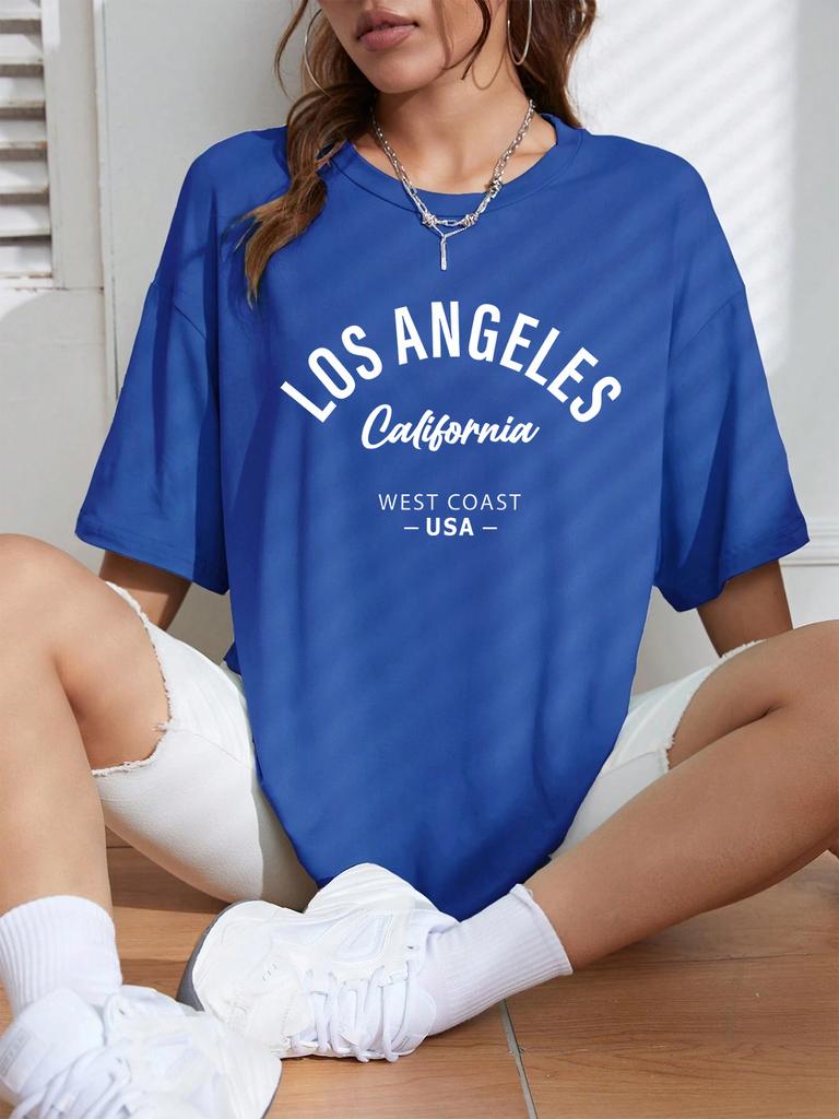 Los Angeles California Usa Printing TShirts Womens Summer Cotton Short Sleeve Tees Loose ONeck Comfortable Tops Casual Clothes