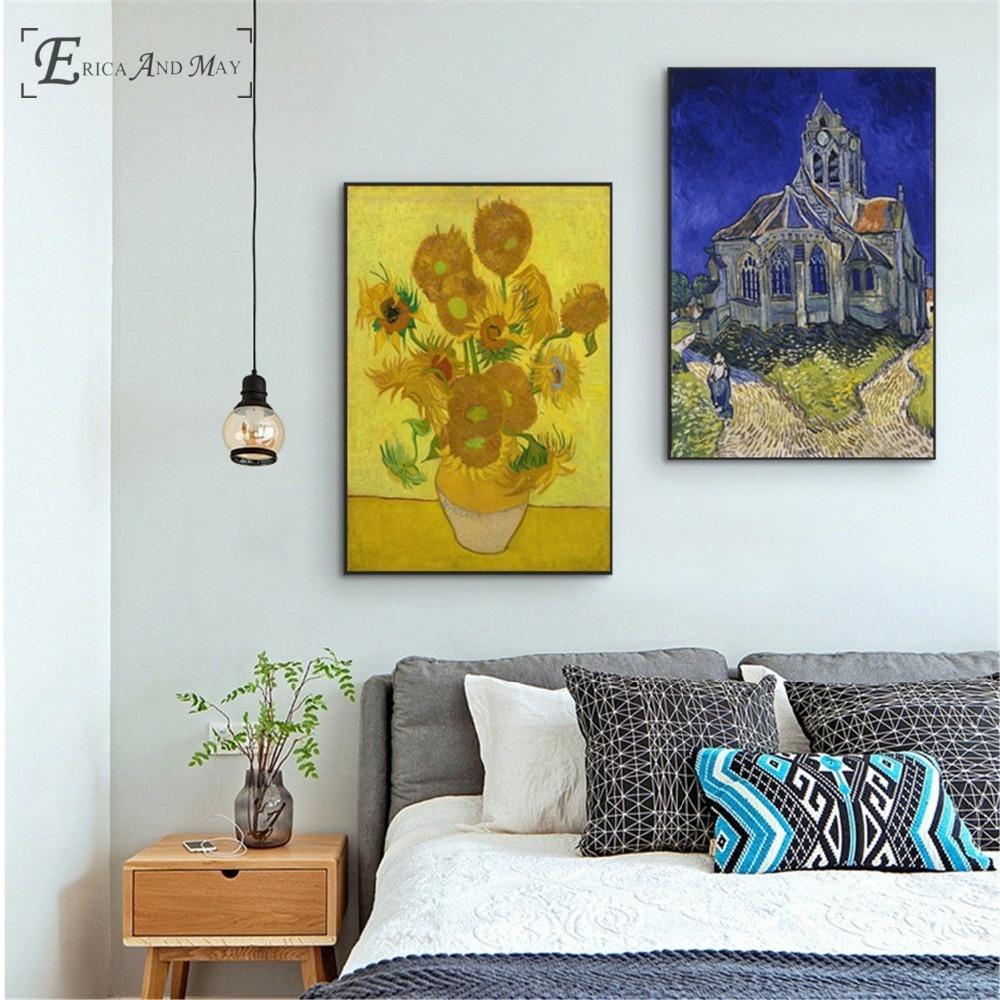 Van Gogh Sunflower Portrait Vintage Poster Prints Oil Painting On Canvas Wall Art Murals Pictures For Living Room Decoration