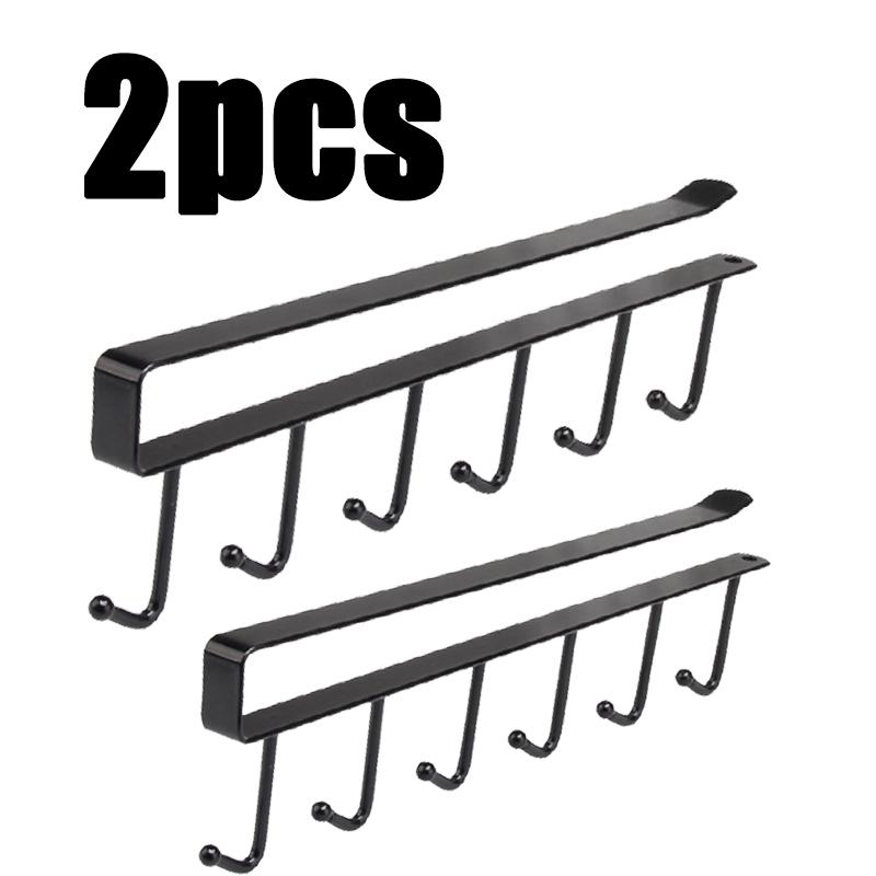 1/1/1PC 6 Hooks Kitchen Cabinet Storage Rack Free Wardrobe Kitchen Bathroom Organizer Punch-free Hanging Cup Holder Hooks