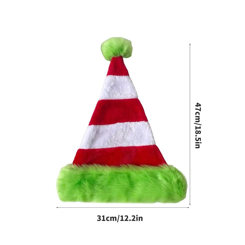 Pompoms Christmas Santa Hats for Children Adult Family Gathering Stripe Plush Santa Hats Festival Props Holiday Headpiece