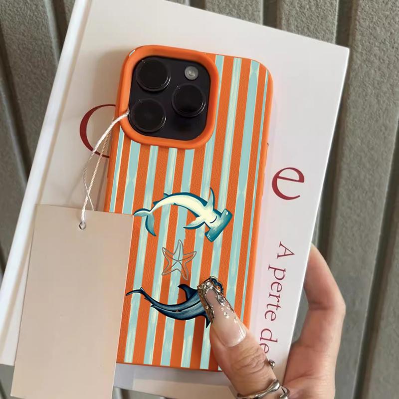 

Striped Whale Shark Pattern Lychee Texture Silicone Phone Case For iPhone 11 12 13 14 15 16 17 Pro Max 15 Plus 17 Air Soft Cover iPhone 11 Pro Max