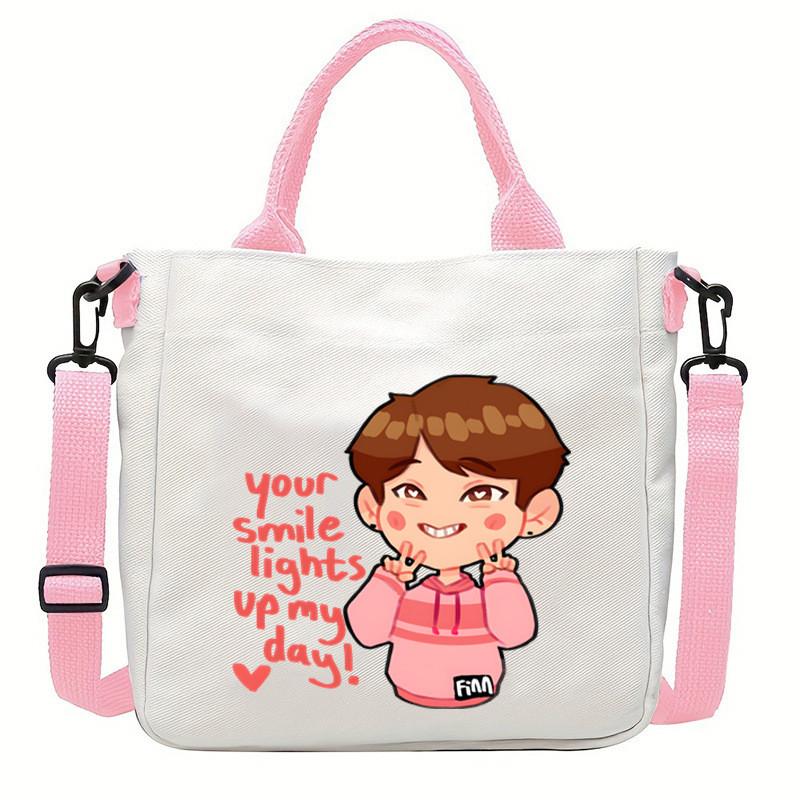 Felix Kpop Band Super Star Printed Crossbody Bag Casual Canvas Shoulder Bags