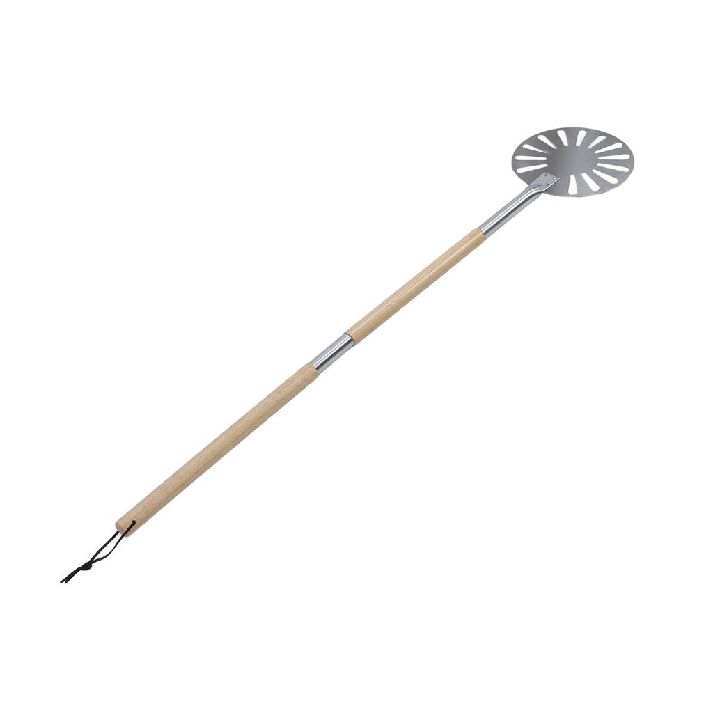 9 Inch Pizza Turning Peel Lightweight Stainless Steel Perforated Pizza Peel Metal Pizza Turner Peel with 2 Wooden Long