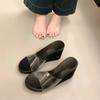 Fashion PVC Transparen Wedges Heel Women's Slipper Summer Open Toe High Heels Banquet Party Slide Shoes