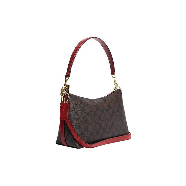 New COACH Clara Cow Leather Shoulder Bag, Crossbody Bag Women's Dark Brown CF377-IMRVQ