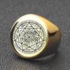 Men's 22MM Polished Titanium Steel Ring with Laser-Etched Seven-Pointed Star Rune