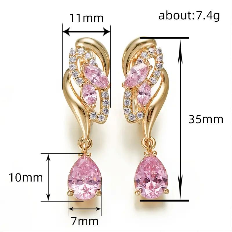 Cao Shitemu Teardrop Pink Birthstone Luxury Earrings