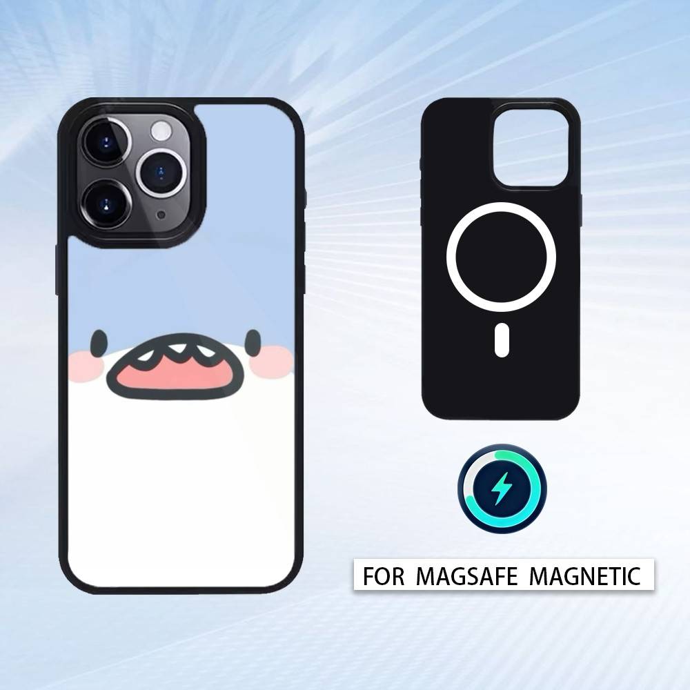 Cartoon Cute Shark Phone Case For iPhone 17,16,15,14,13,12,Pro,Max For Magsafe Magnetic Wireless Charging