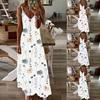 Dames Maxijurk met Bloemendruk, V-hals en Spaghettibandjes, Casual Mouwloze Boho Lange Jurk