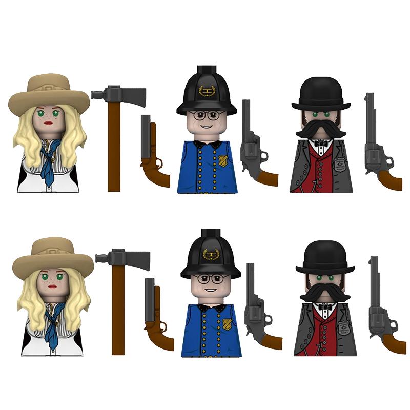 MOC Militär Sowjetischer US-Soldat Figur Baustein Kavallerie Pilot Westlicher Cowboy Detektiv Waffe Schwert Umhang Kinder Spielzeug Geschenk K148