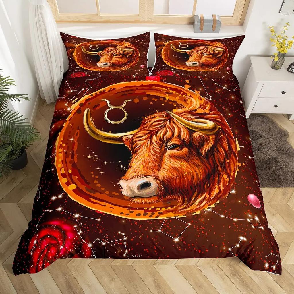 Twelve Constellation Duvet Cover Set Leo Comforter Cover Set Lion African Safari Animals Bedding Set Galaxy Tie Dye Quilt Covers
