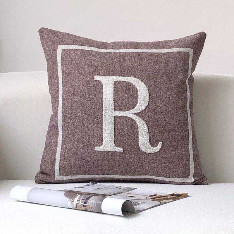 

Modern Simple Three-dimensional Embroidered English Letters Pillowcase Car Pillowcase Sofa Cushion Does Not Include Pillowcase 45X45cm single-sided pattern