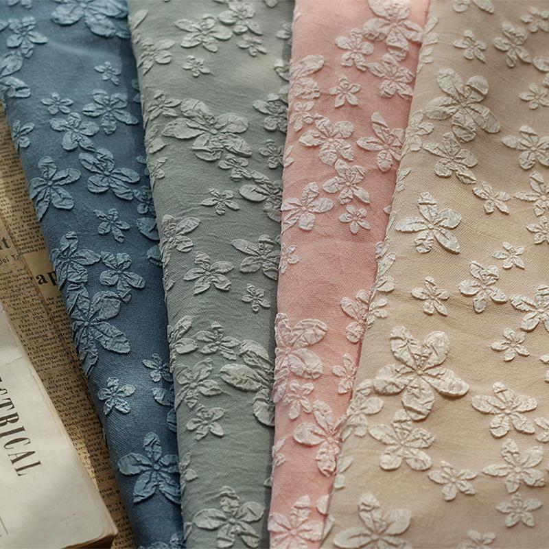 100/300x145cm Woven Dyed Polyester Jacquard Fabric Small Floral for DIY Sewing Fashion Cheongsam Women's Dress Fabric